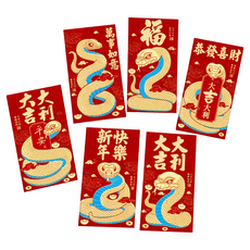 新年金蔥磨砂創意紅包袋 9x17cm, 6個