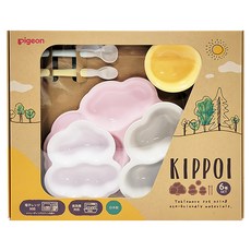 pigeon 貝親 寶寶用餐具組, 碗*1+湯匙*2+小盤*1+中盤*1+大盤*1, 1盒, 草莓粉+嬰兒白