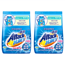 Attack 一匙靈 台灣公司貨 抗菌EX超濃縮洗衣粉 補充包, 1.5kg, 2包