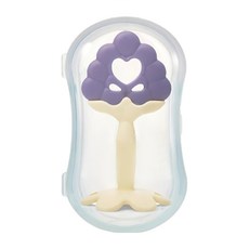 Tgm 水果矽膠咬牙固齒器 (葡萄) 3M+，手柄設計，底部不同紋理溫柔按摩牙齦, 固齒器 + 收納盒, 1組