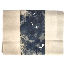 復古棉麻吸水雙層加厚茶席 30*180公分 潑墨山水款, 藍白色, 1條