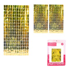 PARTYSHOW 派對裝飾方格亮片雨絲簾, 3個, 金色