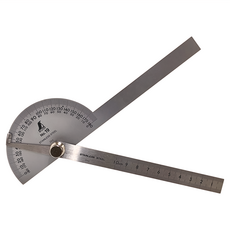 日本 SHINWA 鶴龜 雙刃半圓角度尺 No.19 不鏽鋼, 1個