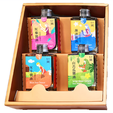 新味醬油 洄瀾禮盒 Set, 米萃醬油, 山苦瓜醬油, 海洋醬油, 紅藜醬油, 精美禮盒包裝, 400ml, 1盒