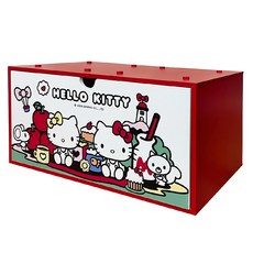 SANRIO 三麗鷗 HELLO KITTY橫式積木收納盒 30 x 15.5 x 15.2cm, 白色 + 紅色, 1個