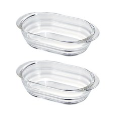 HARIO 好璃奧 長型焗烤盤 2件組, 透明色, 1組
