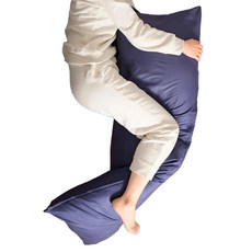 EmBrace 英柏絲 純棉多角度翻身擺位可頌枕 A型枕 台灣製 多功能抱枕, 136 x 45cm, 紳士藍