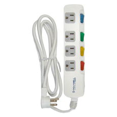 POLYWELL 寶利威爾 電源插座延長線5切4座6尺 PW15-T05-B020, 182cm, 白色, 1條