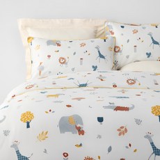 HOLA 和樂家居 奧可利防蟎抗菌200織天絲兒童雙人兩用被, 動物世界