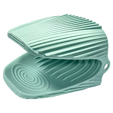 LuigiFerrero Norsk止滑矽膠隔熱手套 防水抗熱易清洗 表面凹紋, 粉藍色, 1雙