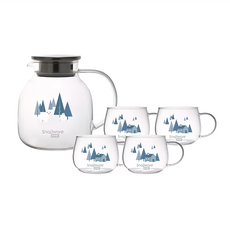 Corelle Brands 康寧餐具 Snapware 耐熱玻璃茶壺組, 茶壺 + 茶杯4個, 冬夜森林, 1組