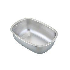 SHIMOMURA 下村不鏽鋼瀝水盆 日本原產 側邊排水孔 304不鏽鋼, 37.5 x 26.5 x 12.3cm, 長圓形, 1個