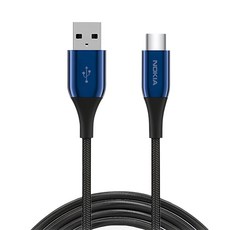 NOKIA 經典極速充電線 USB-A 轉 USB-C 125cm 2A 鋅合金編織線, 海軍藍, 1條