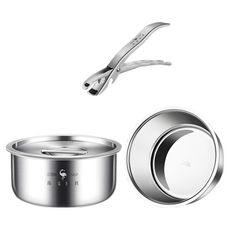 SSGP 三四鋼 316不銹鋼 帶蓋蒸蛋碗 附提盤夾 12cm, 單一顏色, 1個