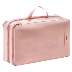 FIFI 高質感雙層絲柔質感旅行收納袋 - 蘭嶼迷粉 仿記憶布, 大號(40 x 25 x 12cm), 莫蘭迪粉