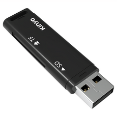 Kinyo 雙槽迷你讀卡機 18 x 9 x 62mm 8g, KCR-218, 黑色, 1個