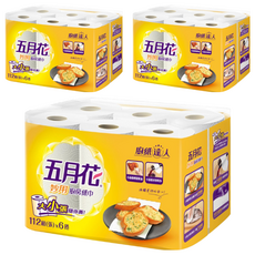 五月花 妙用廚房紙巾 112張, 6捲, 3袋