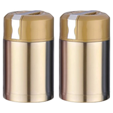 新錸家居 神奇304不鏽鋼內層燜燒壺 香檳金 1L 保溫保冷 燜燒罐, 2個