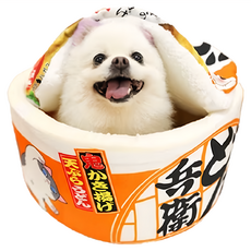 日式泡麵寵物窩, 四季通用, 多季保暖, 柔軟舒適, L(60 x 26cm), 橙色, 1個