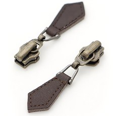 HAPPY BEARS 服裝皮革拉鍊頭 5號, 古金色+棕色, 4件