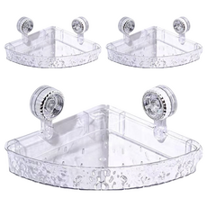 小麥購物 G804 波紋吸盤轉角置物架 291g, 透明白, 3個