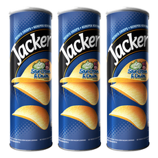 Jacker 洋芋片 酸奶洋蔥味 110g*3罐, 酥脆口感，鹹甜交織，休閒零食首選