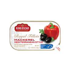 KING OSCAR 皇家 MACKEREL 鯖魚片 地中海風味 去皮去骨 野生捕撈, 115g, 1罐