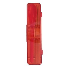 Skater 境內版 復古風 環保筷子 + 湯匙組 透明蓋 18cm, 紅色, 筷子1雙 + 湯匙1支, 1組