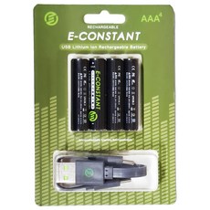 E-CONSTANT 恆旭 USB可充式鋰離子電池組 Set 4顆, Type-C便攜充電 1.5V恆壓 快速充電, 1組
