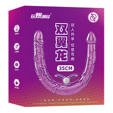 取悅 雙頭龍陽具 雙翼龍 TPR材質 透明紫 產品型號 QY-262, 1個
