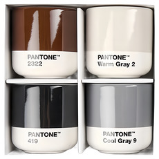 PANTONE 彩通 陶瓷瑪奇朵杯4件套組 100ml 陶瓷咖啡杯套裝, 暖灰色 + 冷灰色 + 棕色 + 黑色, 1盒