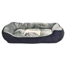 超大保暖狗骨頭寵物窩 - 黑色 全齡貓/狗適用 短毛絨+高彈PP棉, 黑灰, M(71 x 47 x 13cm), 1個