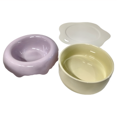 LUMAO 兩用可分離組合式寵物貓狗陶瓷碗3件套組 芋泥奶紫 呵護頸椎, 1組