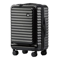 KOLKO 前開行李箱 A0221-4 增加30%置物空間 靜音萬向輪 抗刮耐摔防割, 經典黑, 20吋, 1個