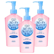 KOSE 高絲 softymo 絲芙蒂 乾濕兩用瞬淨卸妝油, 一次卸除防水彩妝和睫毛膏, 含有8種植物油, 手濕臉濕皆可使用, 溫和配方, 240ml, 3瓶