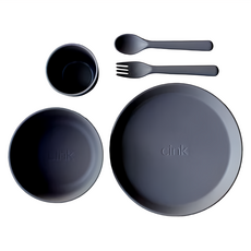 Cink 餐具組, 水杯+餐碗+盤子+湯匙+叉子, 海灰色, 1組
