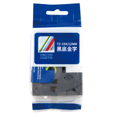 NEXTPAGE 台灣榮工 護貝標籤帶 TZ-334 Brother適用 12mm耐碰 黑底金字, 8m