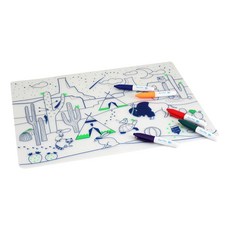 Super Petit 矽膠彩繪餐墊 Set, 尺寸輕巧，攜帶方便，食品級矽膠材質，安全無毒，可放入洗碗機，清洗方便, 仙人掌山谷, 1組