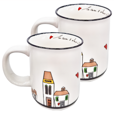 EGAN Set 2個 歐式小星星系列 陶瓷馬克杯 350ML, 白色 + 棕色 + 黑色, 1組