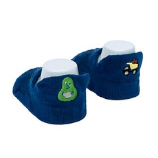 DabbaKidss 瓦拉兒童美麗諾羊毛襪 台灣製 酪梨工程車圖案 柔軟舒適 0-5歲適用, 深藍色, S適用10~15cm