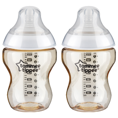 Tommee Tippee 湯美天地 Closer to Nature PPSU 奶瓶套裝, 配有升級版柔軟奶嘴, 透明, 260ml, 2個