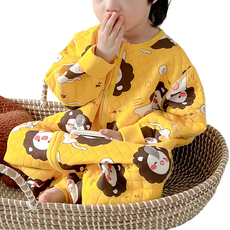 愛北鼻 秋冬全棉質無痕防踢被 建議110~120cm 130碼 小獅子, 130碼(110~120cm), 黃色