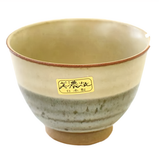 土物煎茶杯 - 日本製, 陶瓷, 9cm寬 6.5cm高 180mL容量, 灰綠/灰白/黃灰/繁花, 灰綠色, 1個