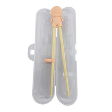 sillymann 100%鉑金矽膠兒童左右手學習筷 (附防塵盒), 奶油黃, 1雙