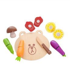 KiKimmy LINE FRIENDS 木製蔬果切切樂玩具套裝, 混合顏色, 1組