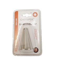 CHEFMADE 學廚 中款32號不銹鋼裱花嘴(吸塑)-深8齒, 銀色, 1個