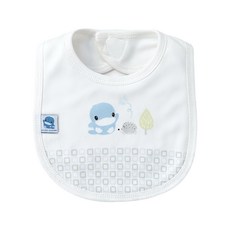 酷咕鴨 竹纖有機棉格紋圍兜，吸濕透氣，柔軟舒適，3-24個月適用, 塵霧藍林, 1件, 1入