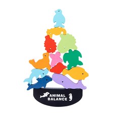 MUQIY TOYS 木奇藝 木製動物平衡積木13件組, 1組, 海洋世界