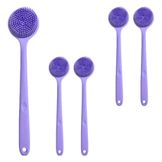 矽膠洗澡洗背刷，38x8x3.5cm, 薰衣草紫, 5支