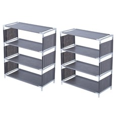 布藝鞋架 4層 銀灰色 2個 簡易組裝 節省空間